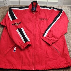 Vintage Starter NBA Atlanta Hawks Windbreaker Jacket Red Mens Large 90s Retro